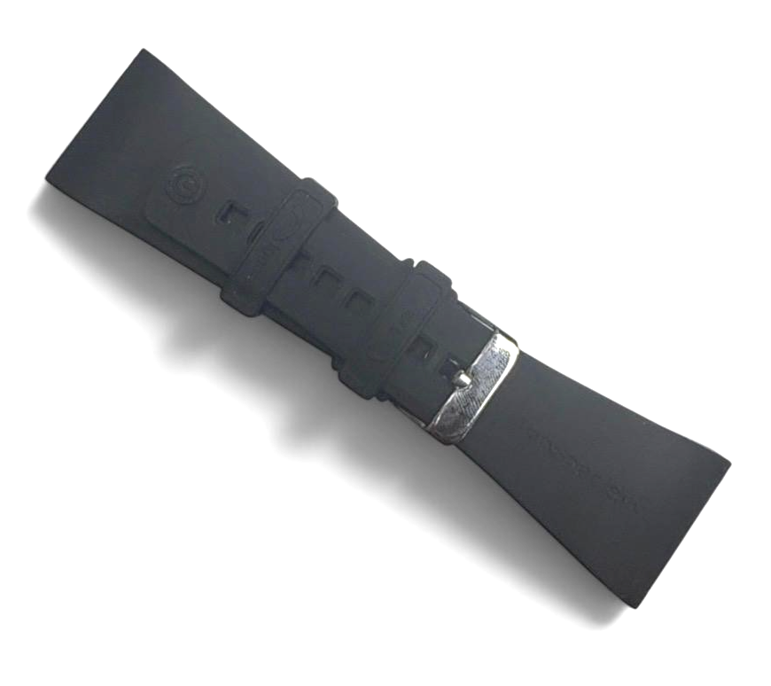 30mm Black Rubber Watch Band Premium Silicone Rubber Strap