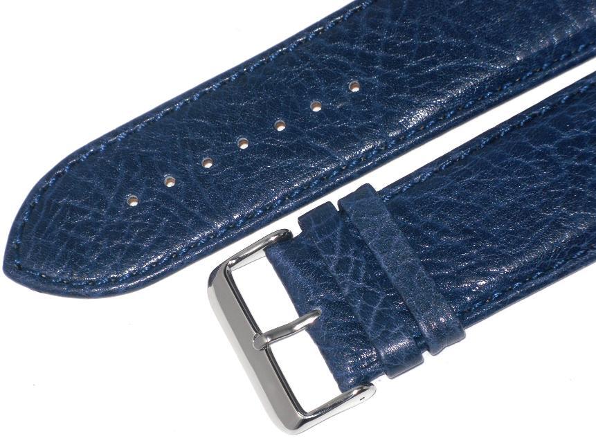 WATCH BAND D.BLUE GENUINE LEATHER 30MM PADDED,STITCHED, THICK ( HIGH QUALITY)