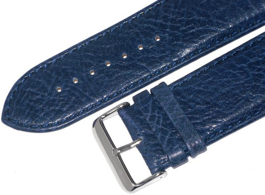 WATCH BAND D.BLUE GENUINE LEATHER 30MM PADDED,STITCHED, THICK ( HIGH QUALITY)
