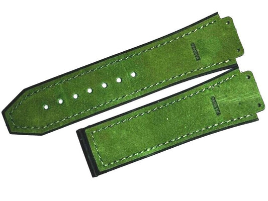 PLAIN SUEDE LEATHER RUBBER WATCH BAND FOR HUBLOT WATCHES OF SIZE 19X22MM