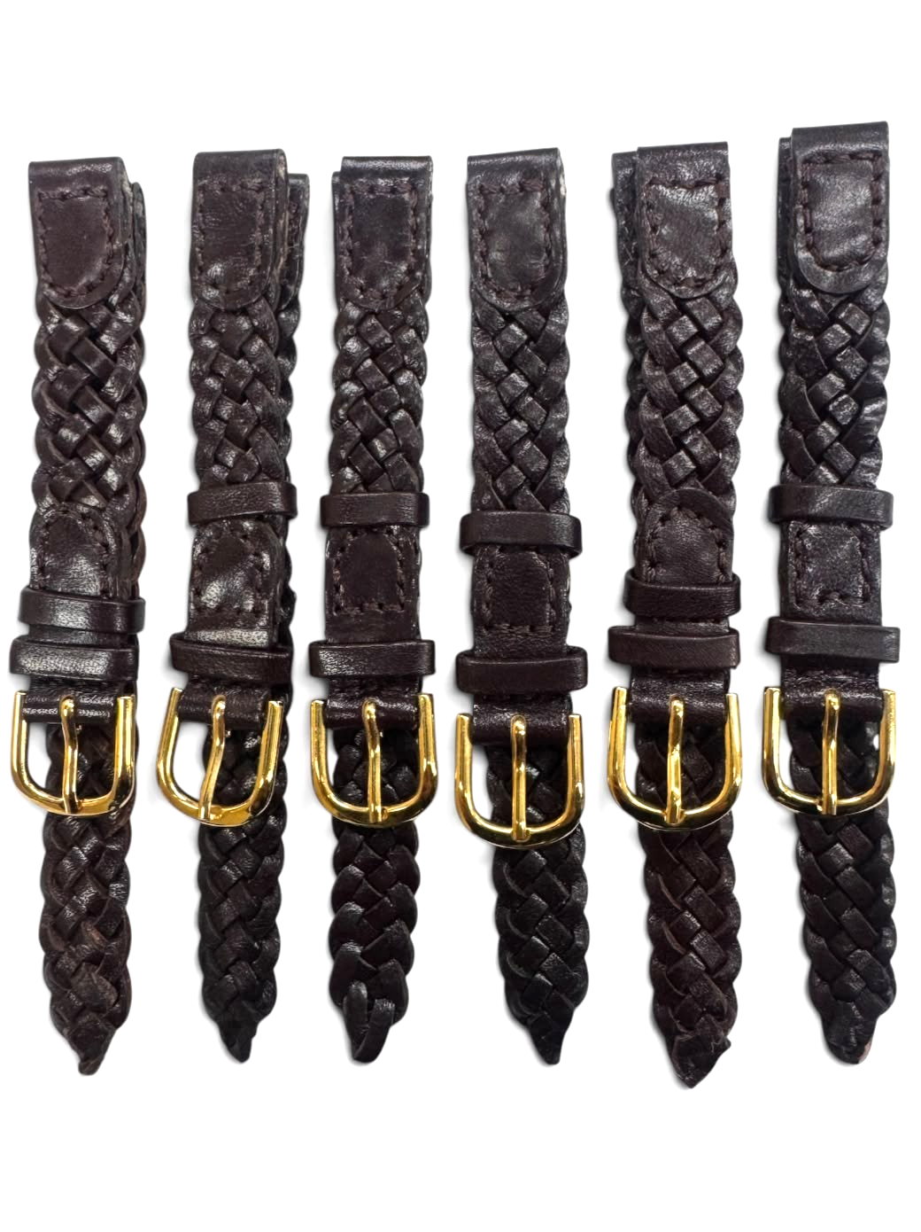 10mm Braided Genuine Leather Watch Strap Replacement Band Brown Color