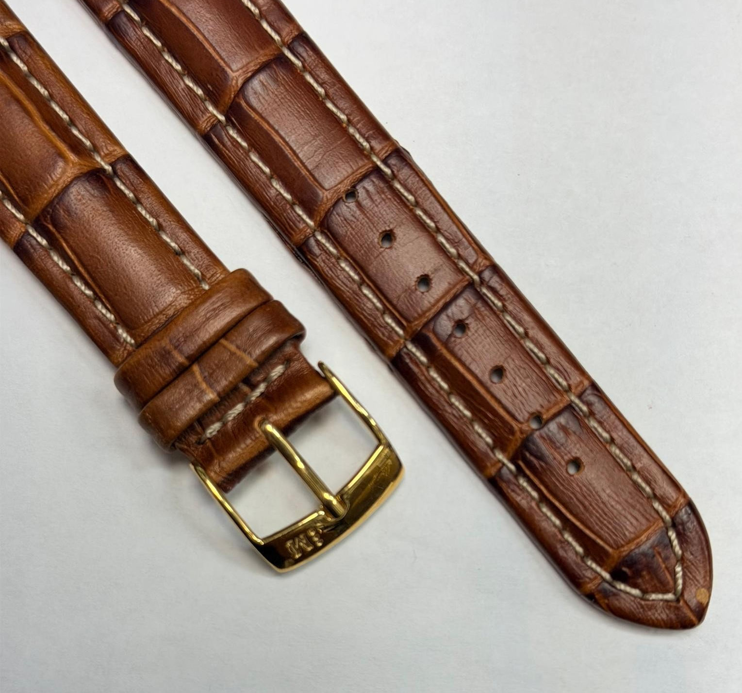 New Watch Band Brown 18MM Genuine Leather Alligator Grain Flat Slim