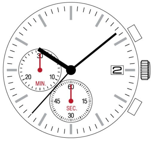 Watch Movement Quartz Hattori/Seiko VR37 Date At 3:00 Overall Height 6.2mm