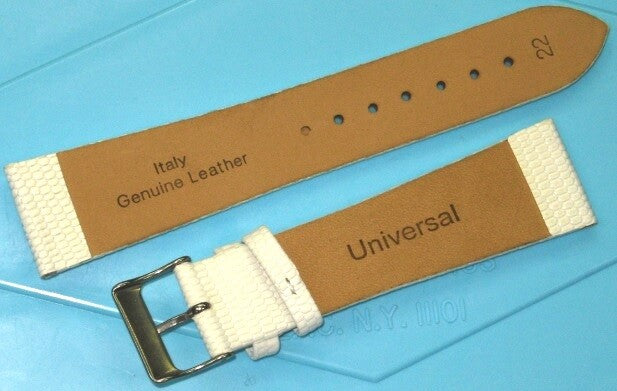 Watch Band Genuine Leather White Lizard Grain Flat 12*10MM Excellent Quality