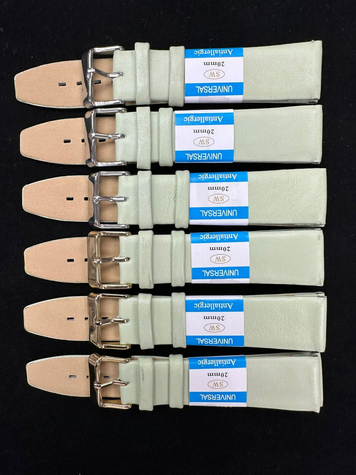 6 piece plain light green genuine leather band