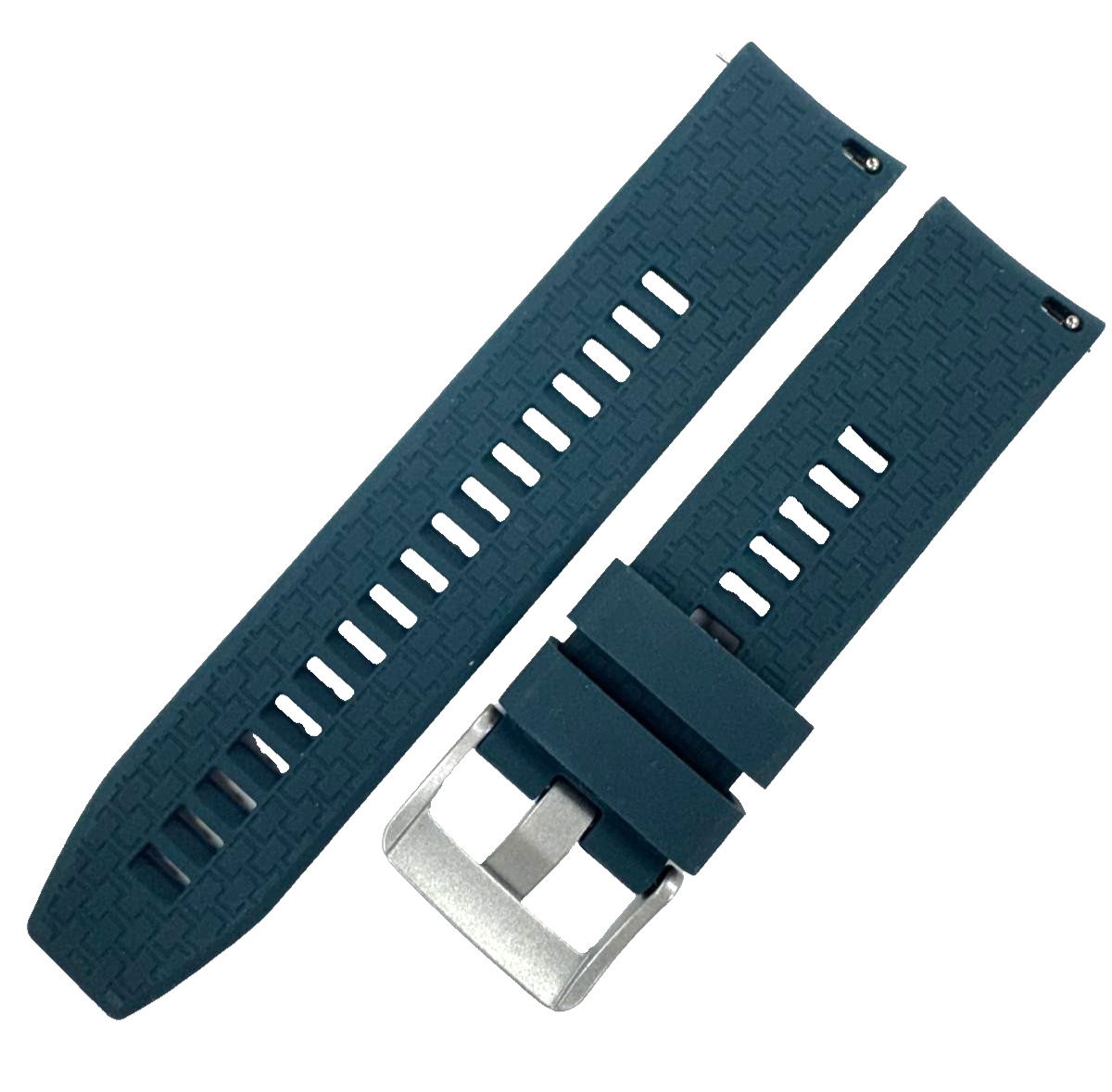 22 MM Rubber Silicone Sports Watch Band Quick Release Pin Peacock Blue Color