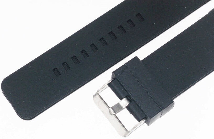 26 MM Black color Silicone watch band silver buckle with free spring bars
