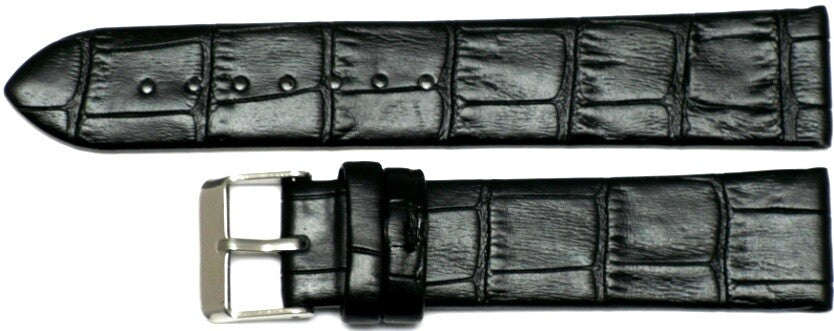 Watch Band Black Genuine Leather Alligator Grain (Flat) 18MM  for Men Watches