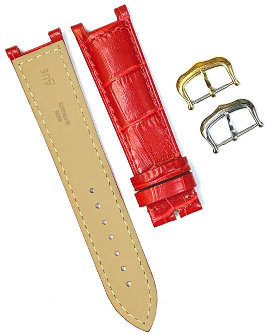 Watch Band For Cartier PASHA Alligator Grain Size 18x16mm RED Color