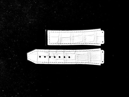 ALLIGATOR GRAIN LEATHER RUBBER WATCH BAND FOR HUBLOT WATCHES OF SIZE 19X22MM
