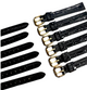 Black 12MM FLAT LEATHER STRAP BAND FOR WATCH GOLD Buckle set of 6)