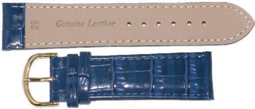 Lot of 6Pcs.Watch Bands Genuine Leather Alligator Grain Blue Padded 22mm, 24mm