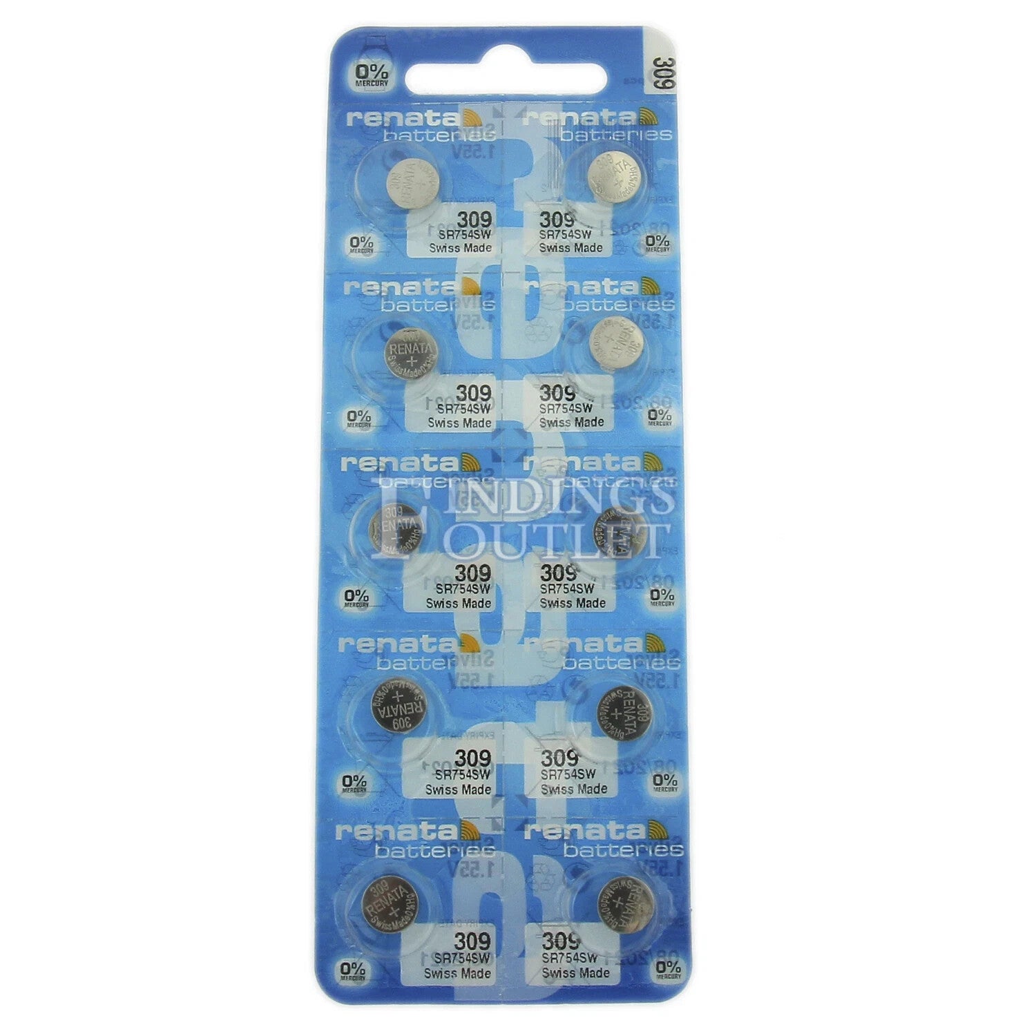 Ten (10)  Renata 309 Watch Battery SR754SW   SWISS MADE, 0% MERCURY