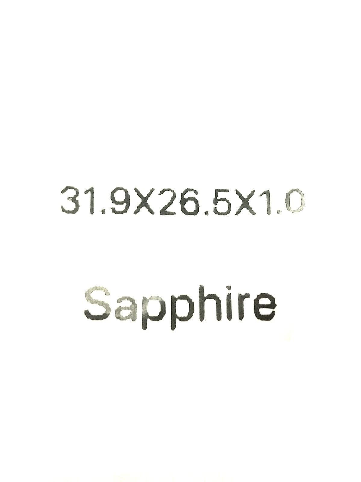 Sapphire Crystal Rado Rect Cut Corners Black Trim with Gold lines (31.9×26.5)mm