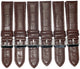Lot of 6Pcs.Watch Bands 20MM Genuine Leather Alligator Grain Brown, High Quality