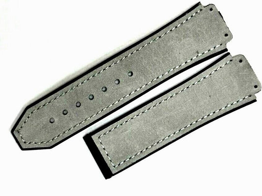 PLAIN SUEDE LEATHER RUBBER WATCH BAND FOR HUBLOT WATCHES OF SIZE 26X22MM