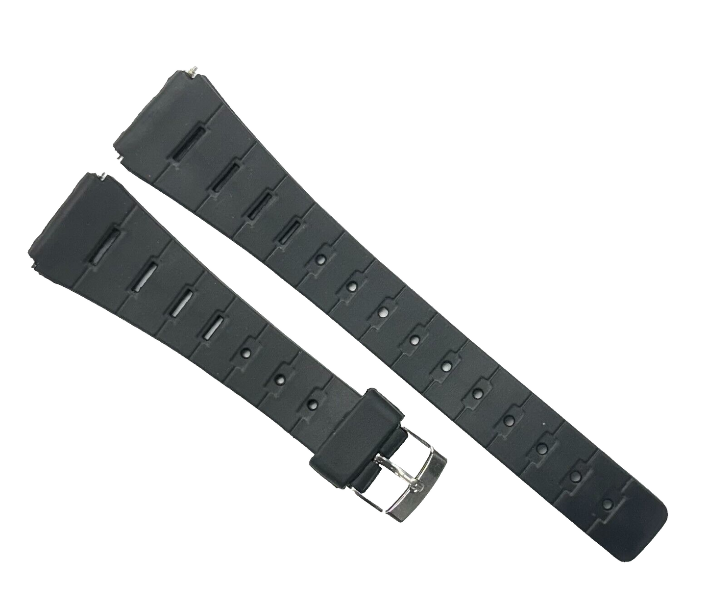 19MM PVC Black, Flat & Slim Watch Band for Casio, Timex, Citizen & others