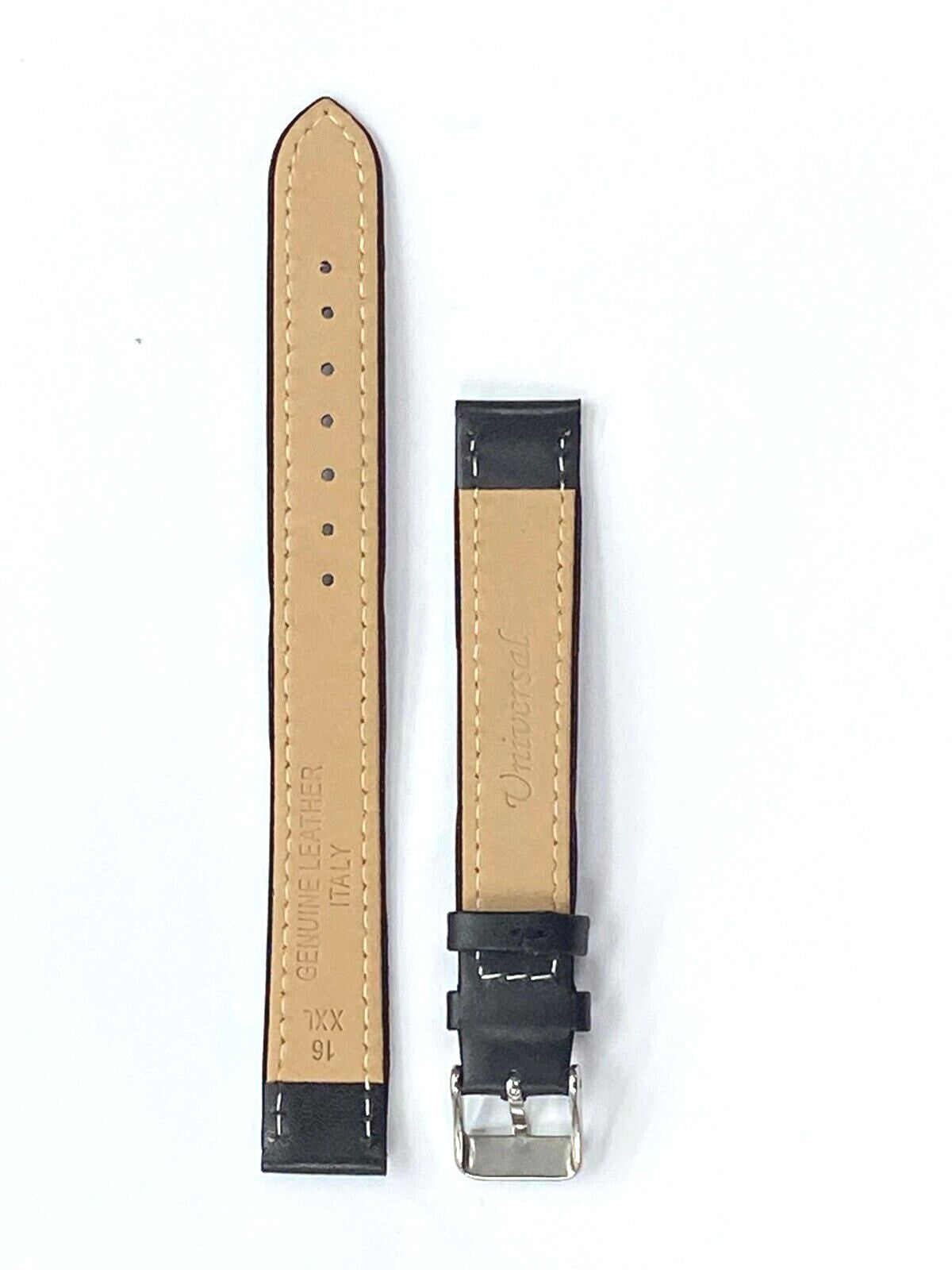 LOT OF 6 Watch Band Flat Leather Plain Black 10,12,14,16,18,20,22,24mm XXL