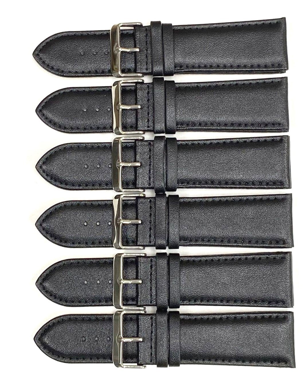 Watch Band Genuine Leather Plain PADDED With Stitches Black Color Of Size 26MM