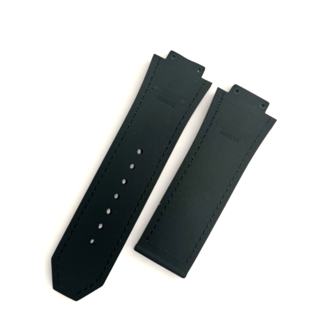 BLACK ALLIGATOR LEATHER WATCH BAND FOR HUBLOT WATCHES OF SIZE 29X24MM