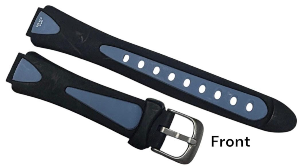 13MM RUBBER WATCH BAND BLACK & BLUE COLOR DESIGN