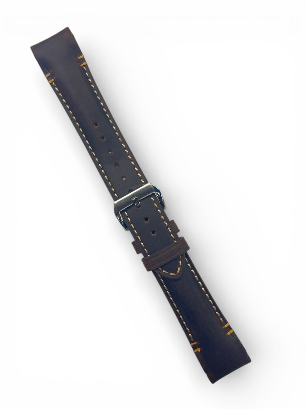 Genuine Calf Leather Brown Curved Watch Band Strap 20MM * 18MM