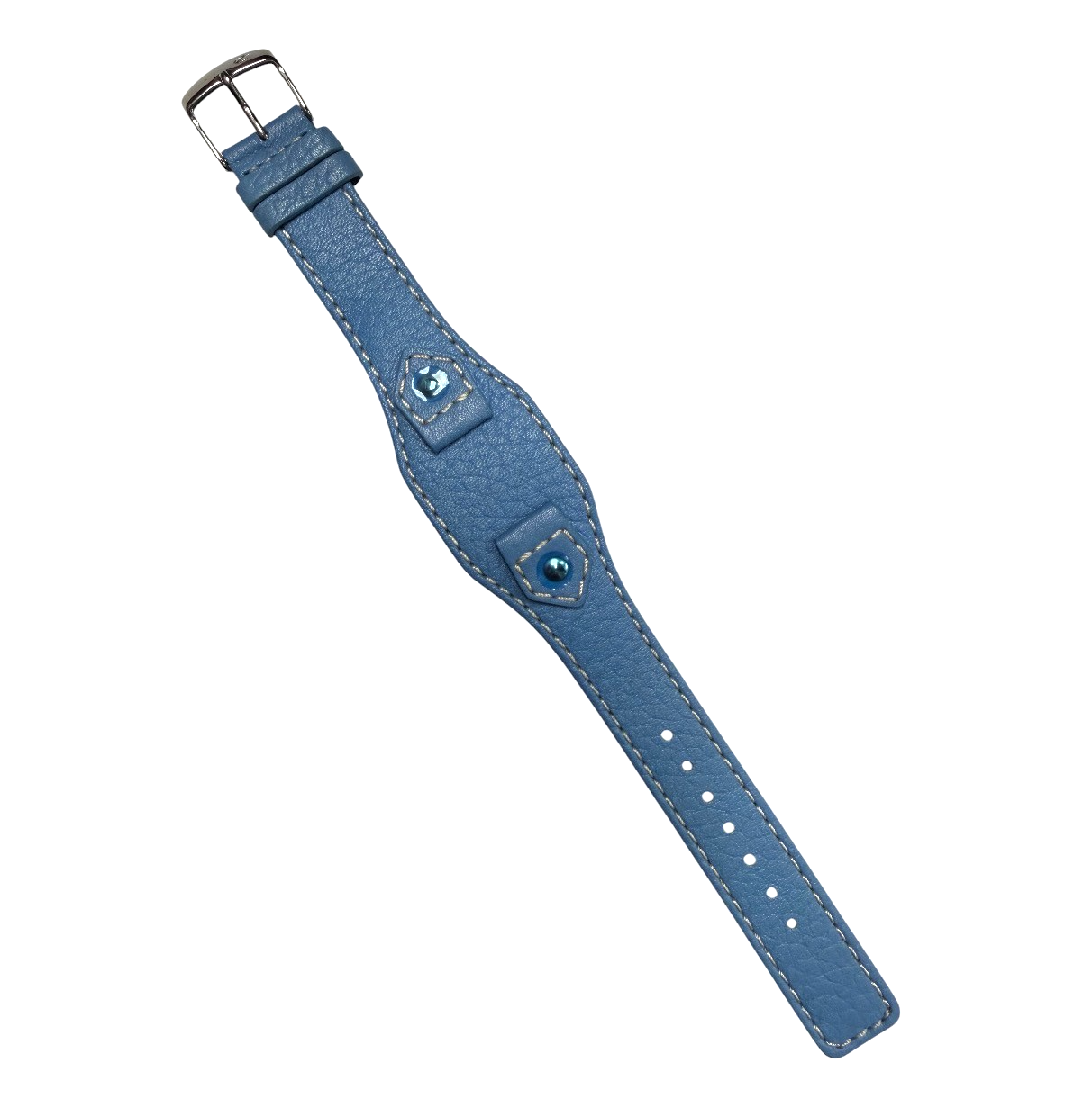 18mm Genuine Grainy Leather Blue Watch Band Compatible with Fossil & Guess