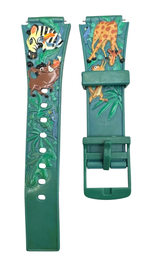16MM PVC PLASTIC WATCH BAND GREEN JUNGLE THEME DESIGN