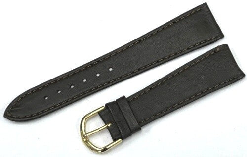 Watch Band Dark Brown Genuine Leather Flat,Stitches 20MM