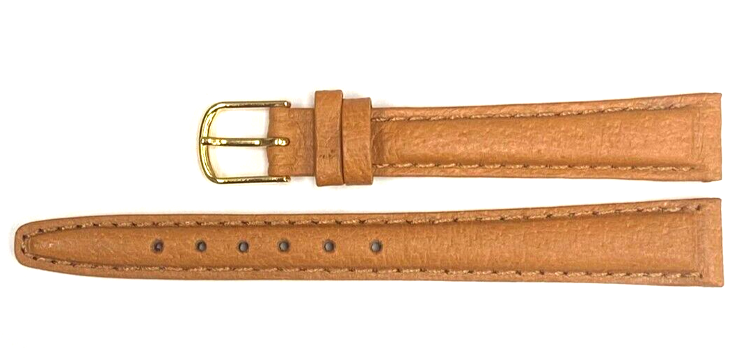 Watch Band TAN Color Genuine PIGSKIN Grain PADDED, Stitched 13mm (A1 Quality)