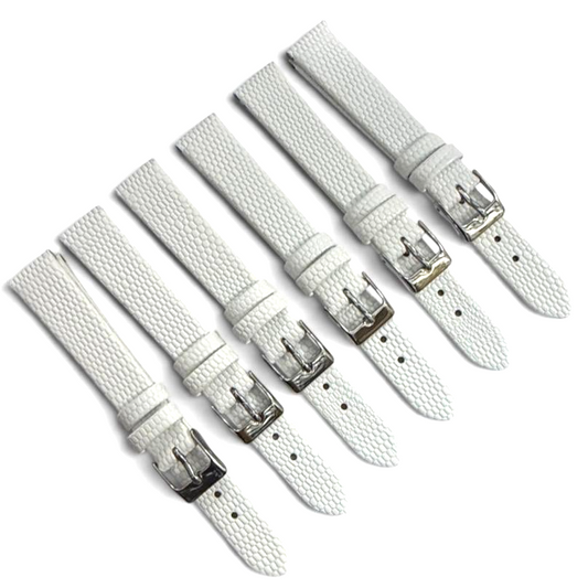 (set of 6) Watch Band Genuine Leather White Lizard Grain Flat 14,12MM