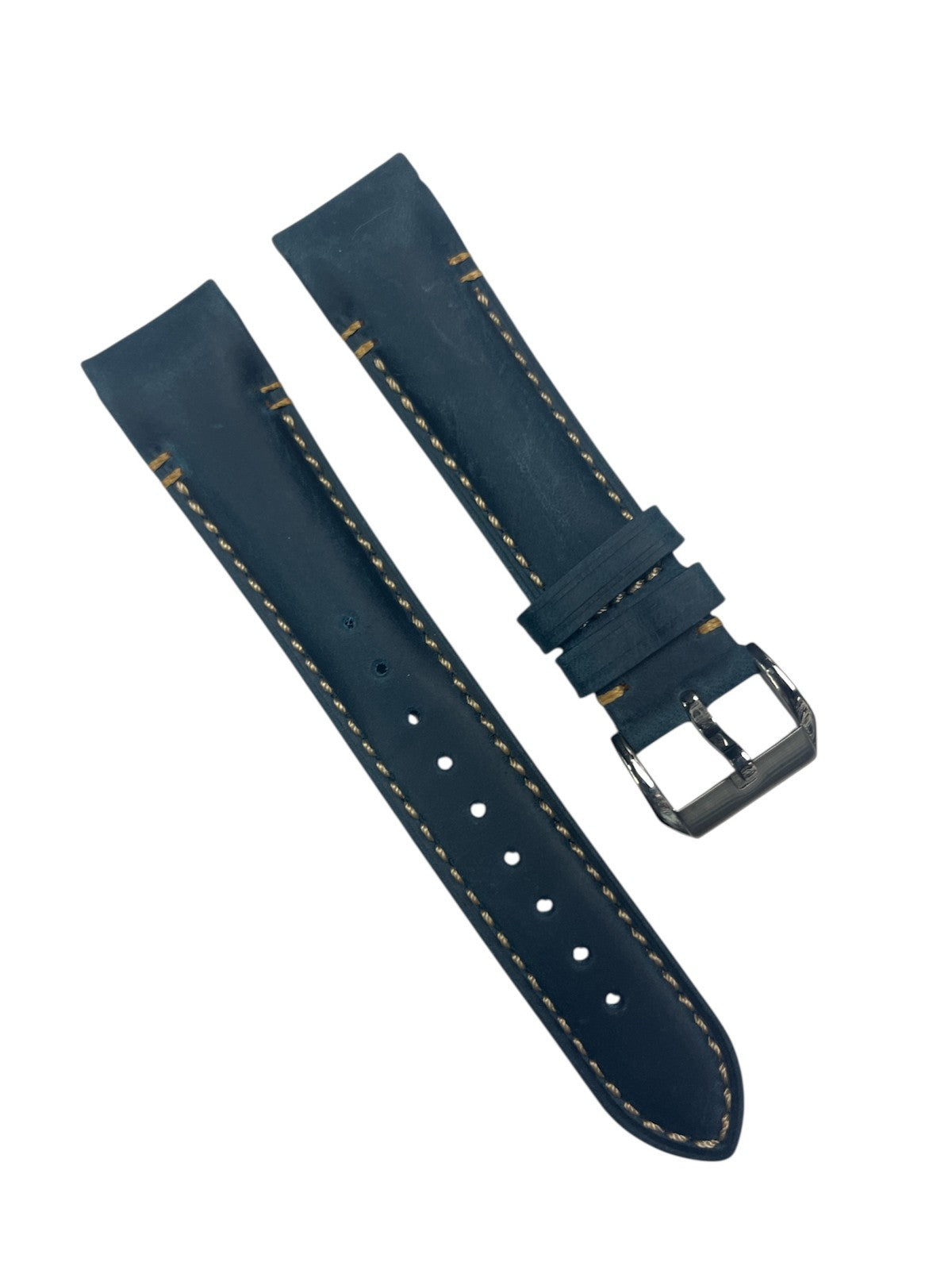 Genuine Calf Leather Teal Blue Curved Watch Band Strap 22MM * 20MM