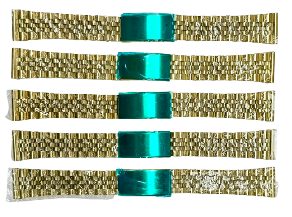 Lot of 5 pcs, 20MM Classic Jubilee Gold Tone Metal Band w/ Regular Fold Clasp