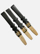 3 Piece 14mm Genuine Leather Black Watch Band – Slim Flat Grain Strap (Set of 3)
