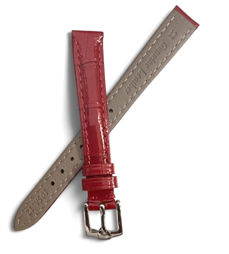 12mm Red Designer Alligator Genuine Leather Watch Strap Band