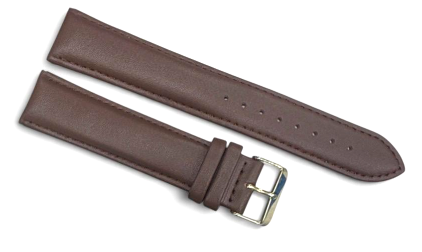 Lot of 6Pcs.Watch Band D Brown Genuine Leather Padded, Stitched 22xxlMM ,24xxlmm