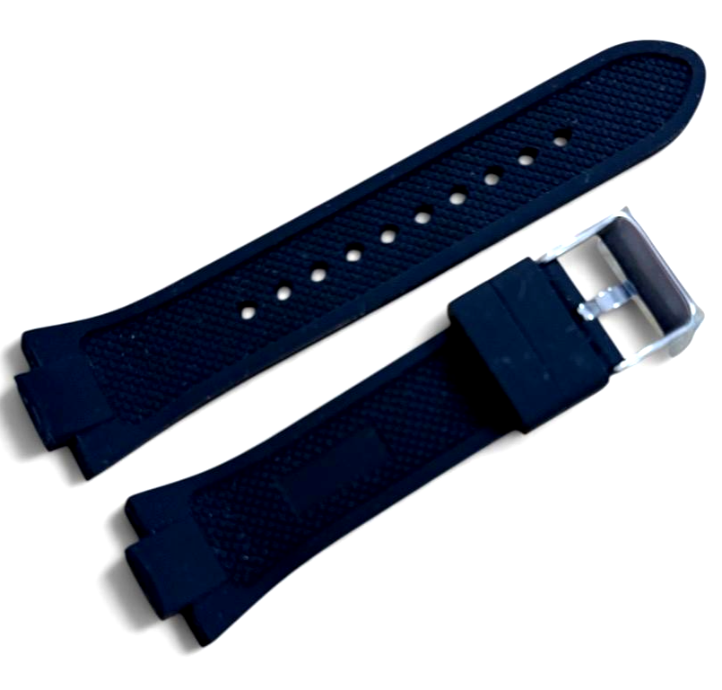 24mm Black Rubber Watch Band Premium Silicone Rubber Strap