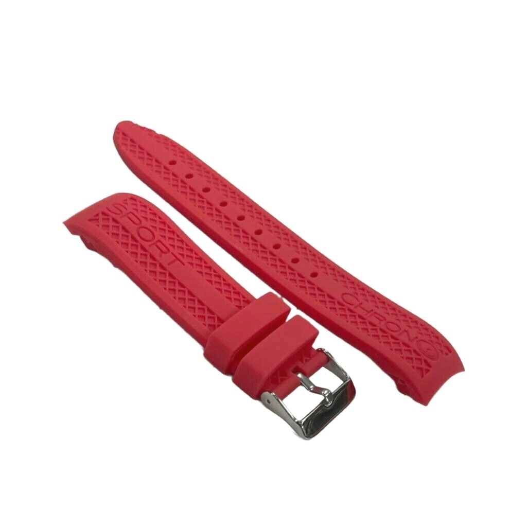 CURVED END RUGGED TEXTURED SOFT RUBBER SILICONE SPORT WATCH BAND 22MM