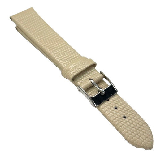 Watch Band Genuine Leather Beige Lizard Grain Flat 18*16mm  Top Quality