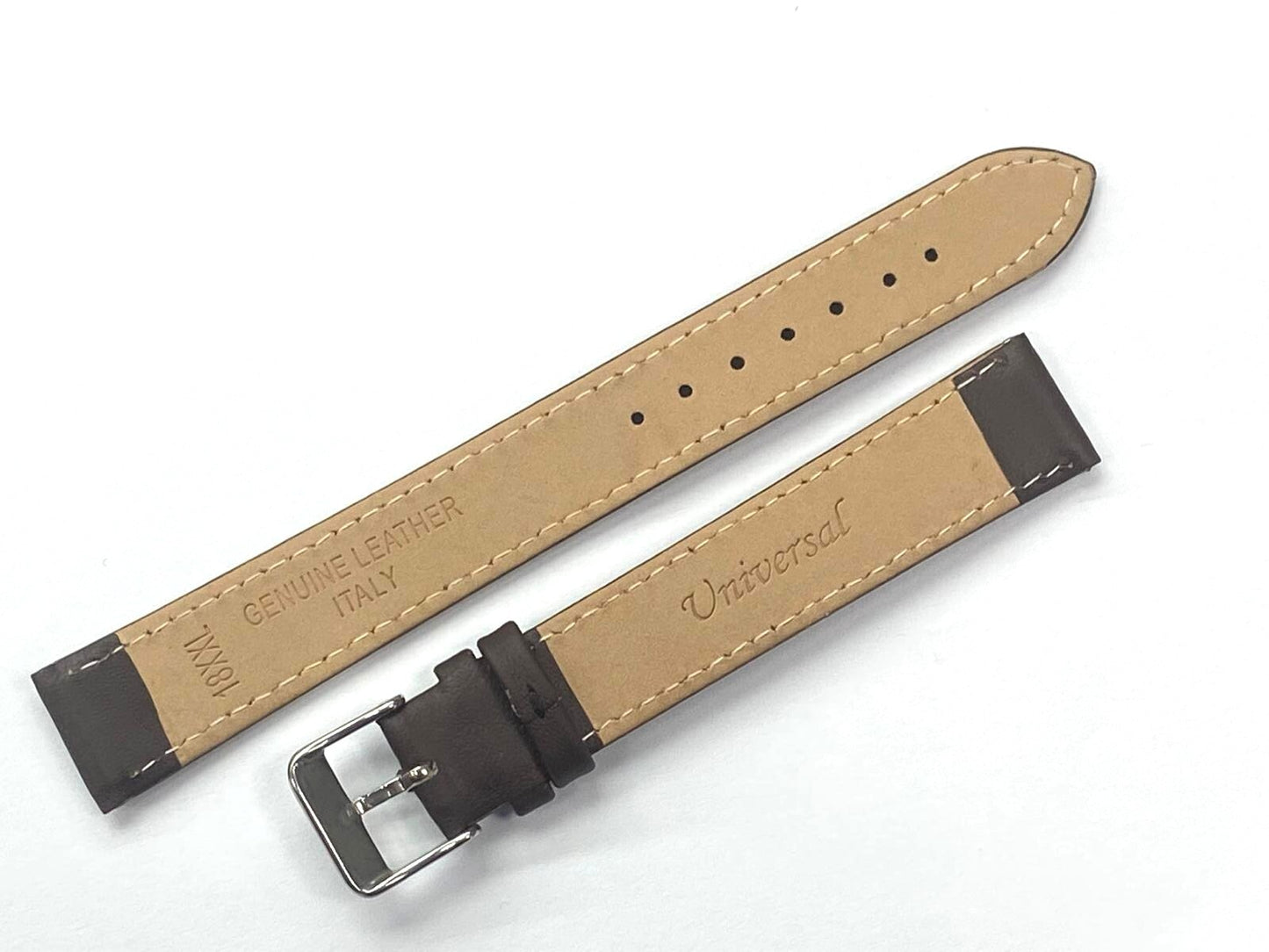 Watch Band Flat Genuine Leather Plain Brown 10,12,14,16,18,20,22 24mm XXL