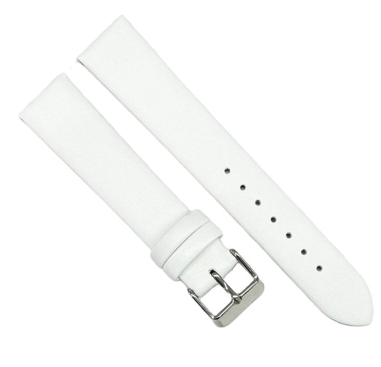 12-26mm Italian Genuine Leather Plain Classic White Watch Band with No Stitching