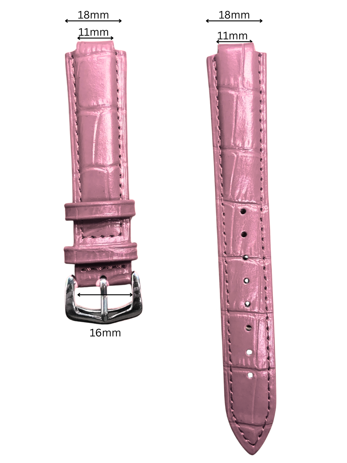 22mm Pink Genuine leather Band Strap Crocodile-Style w/ Buckle
