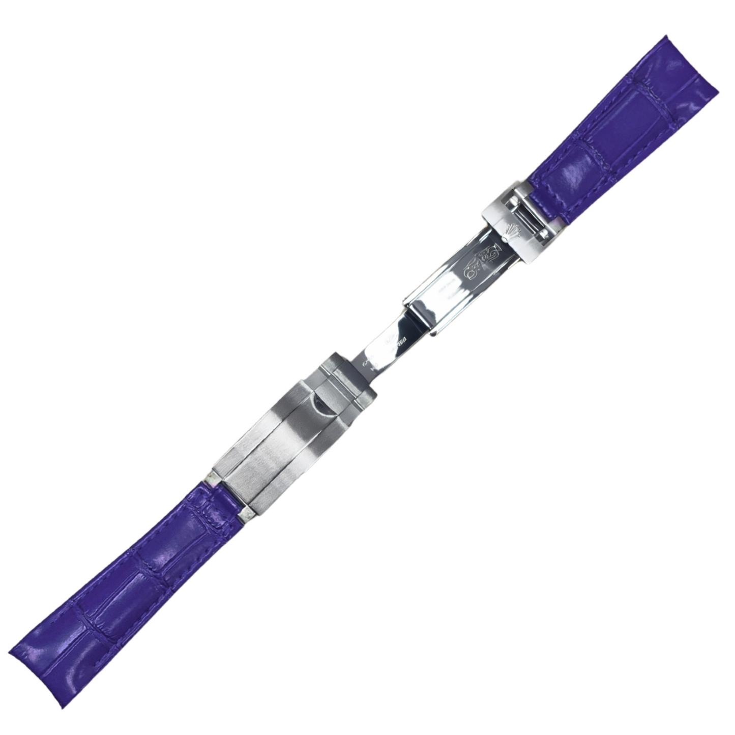 High-Quality Blue Leather Watch Band – 20mm for Rolex Watches | Steel Clasp