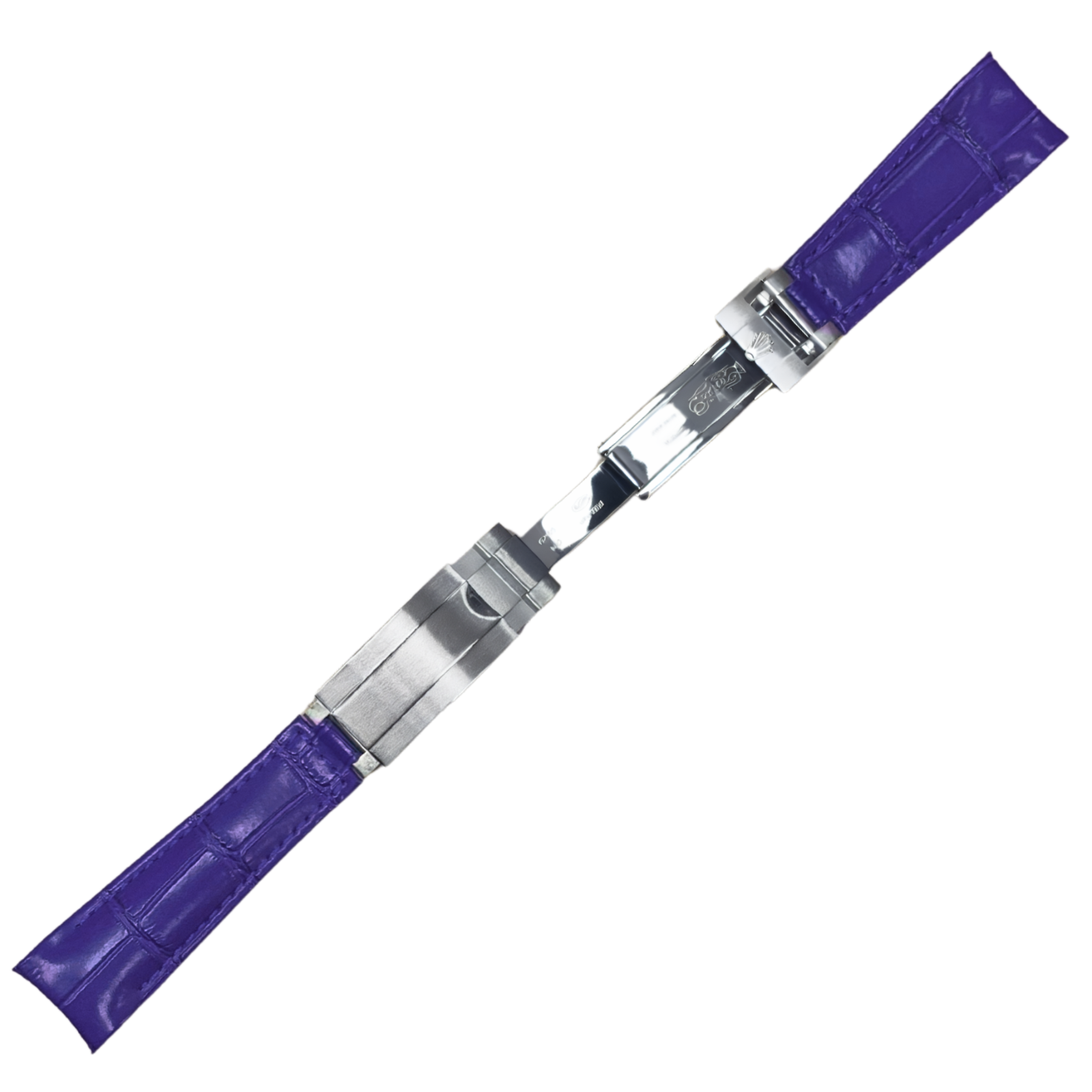 High-Quality Blue Leather Watch Band – 20mm for Rolex Watches | Steel Clasp