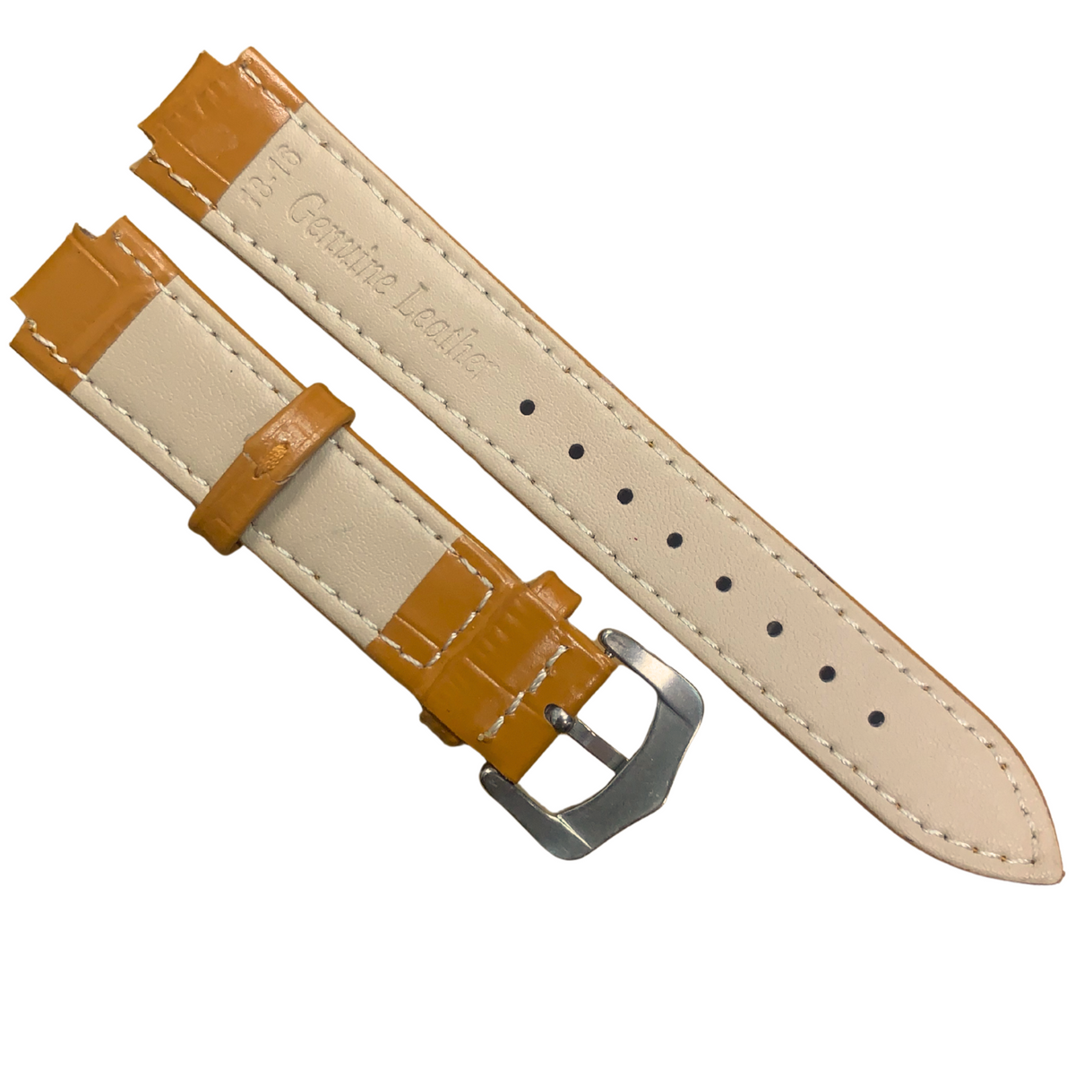 16mm Tan Genuine leather Band Strap Crocodile-Style w/ Buckle