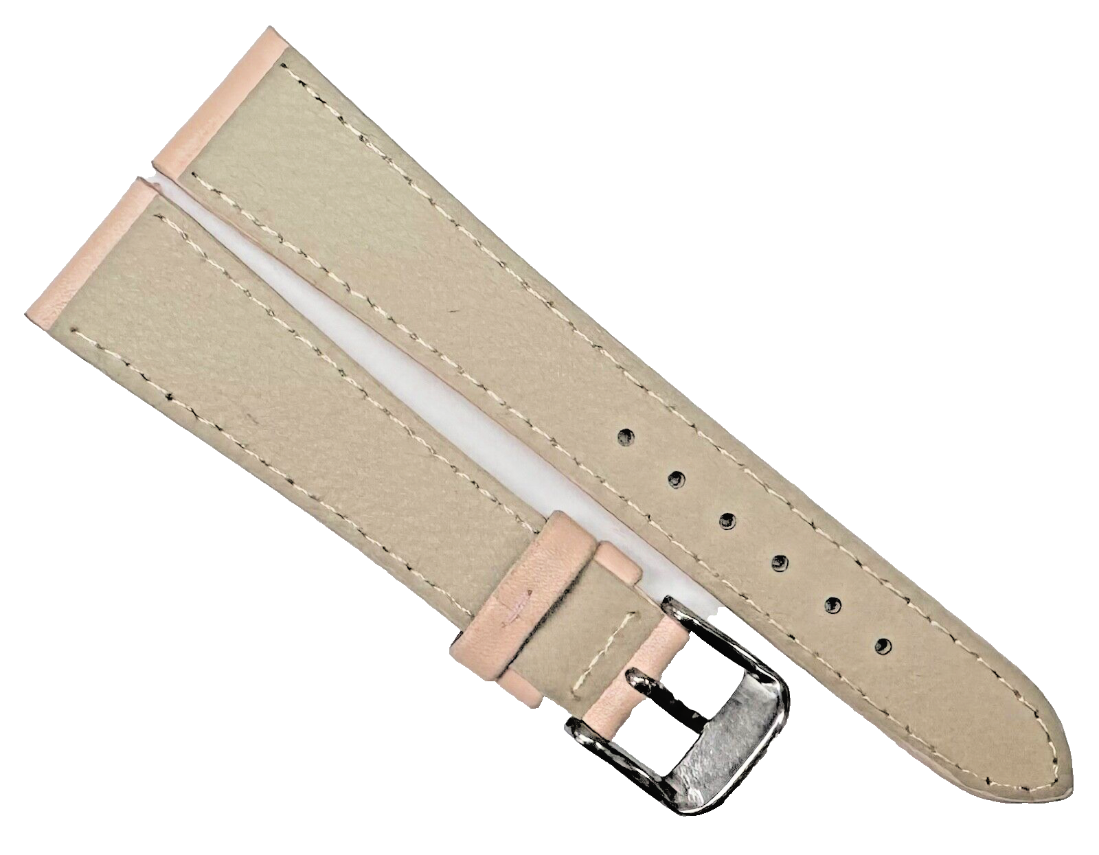 18mm, Lot of 6  Watch Bands Plain L.Orange Stitches Genuine Leather Padded