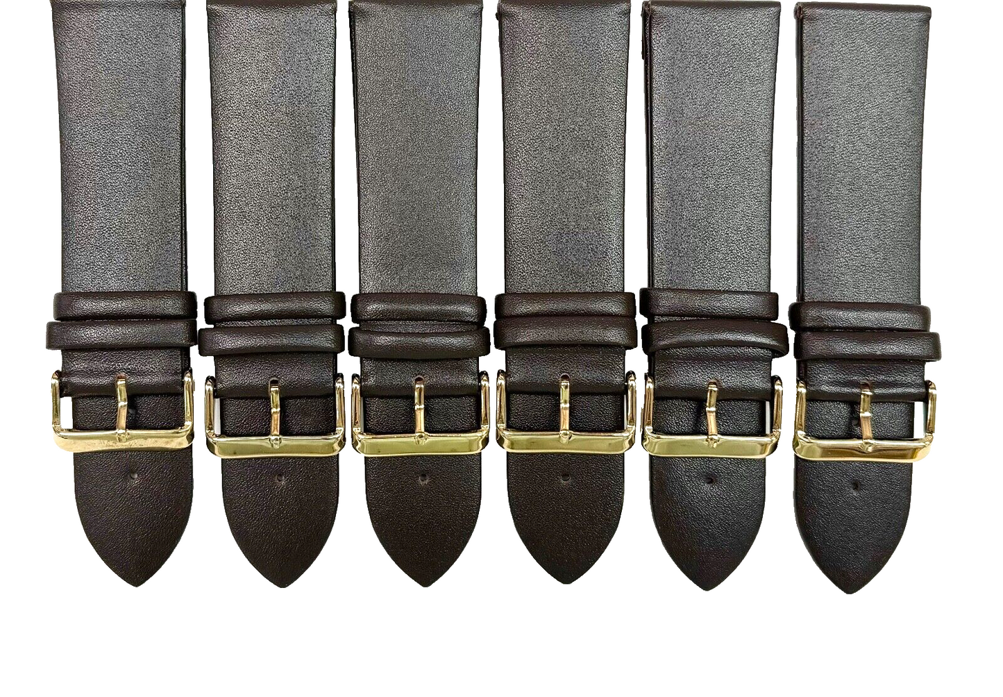Lot of 6 Watch Bands Dark Brown Genuine Leather Flat Plain 26mm (High Quality)