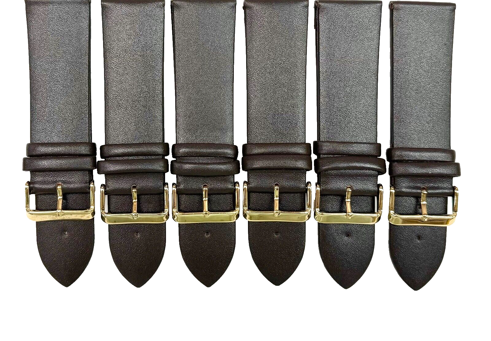 Lot of 6 Watch Bands Dark Brown Genuine Leather Flat Plain 26mm (High Quality)