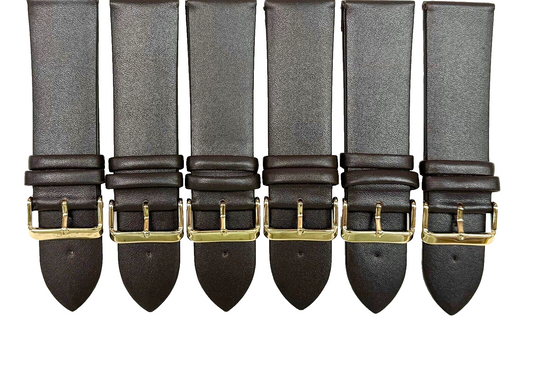 Lot of 6 Watch Bands Dark Brown Genuine Leather Flat Plain 26mm (High Quality)