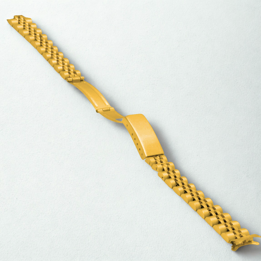 13mm Stainless Steel Watch Band – Gold w/ Fold‑Over Clasp | for Rolex Jubilee